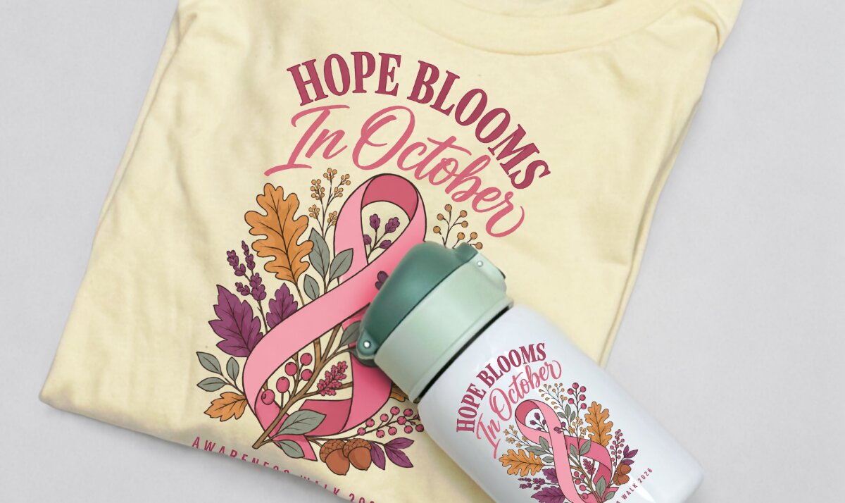 Matching October breast cancer awareness shirt and bottle
