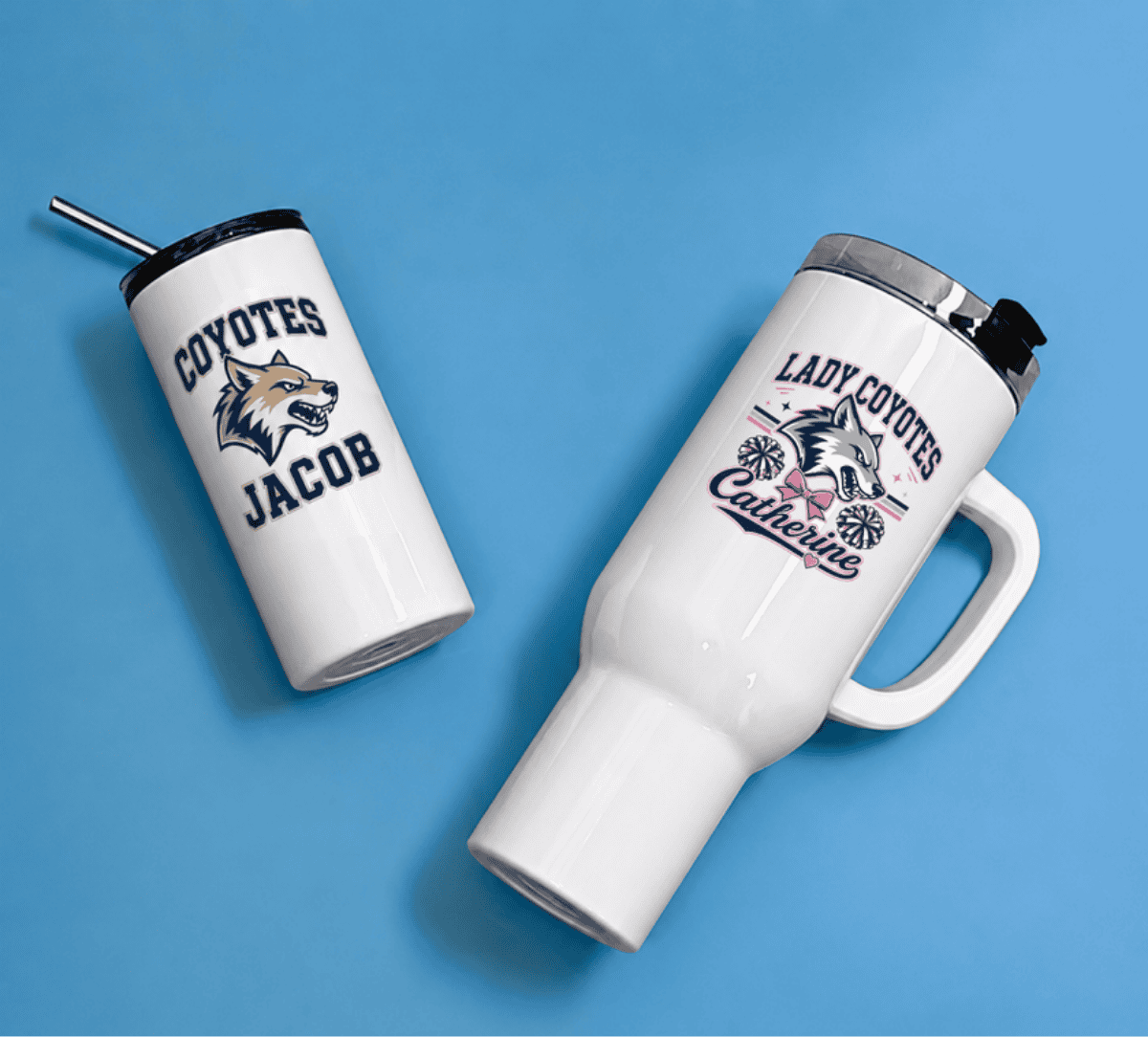 Personalized tumblers decorated using sublimation paper